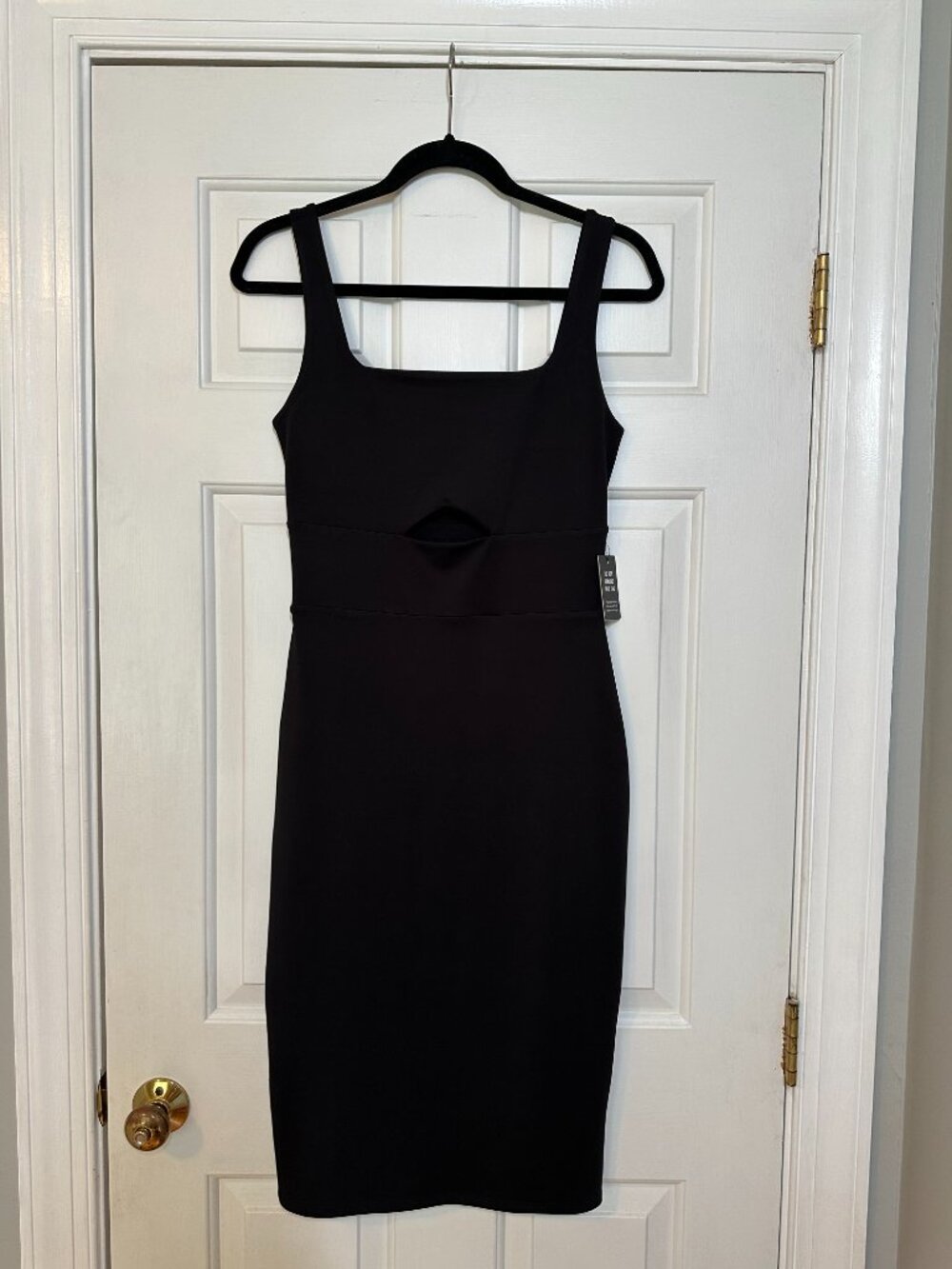 Express Body Contour Square Neck Knit Sheath Midi Dress NWT - Black (S) - Picture 13 of 14